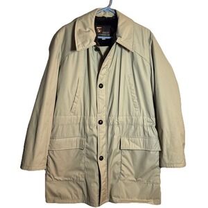 Vintage Field & Stream Men's 42 Coat‎ Faux Fur Lined Beige Winter Jacket Parka